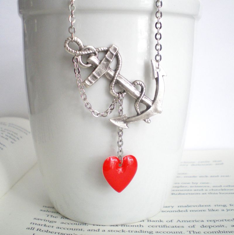 Silver Anchor Necklace - You Anchor My Heart - Navy and Marine Wife Inspired - Best Seller